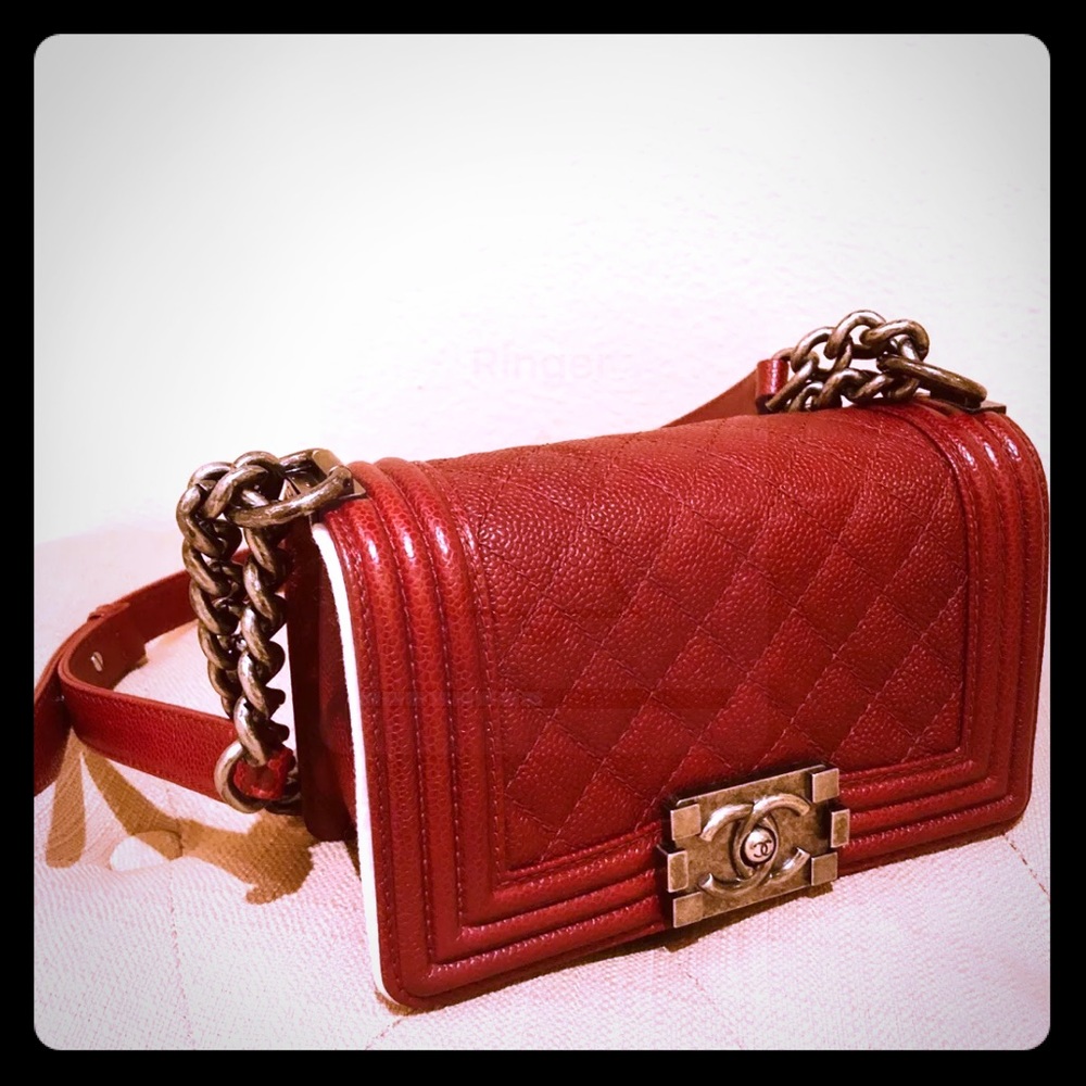SOLD- Authentic CHANEL LE BOY/ RED CAVIAL small